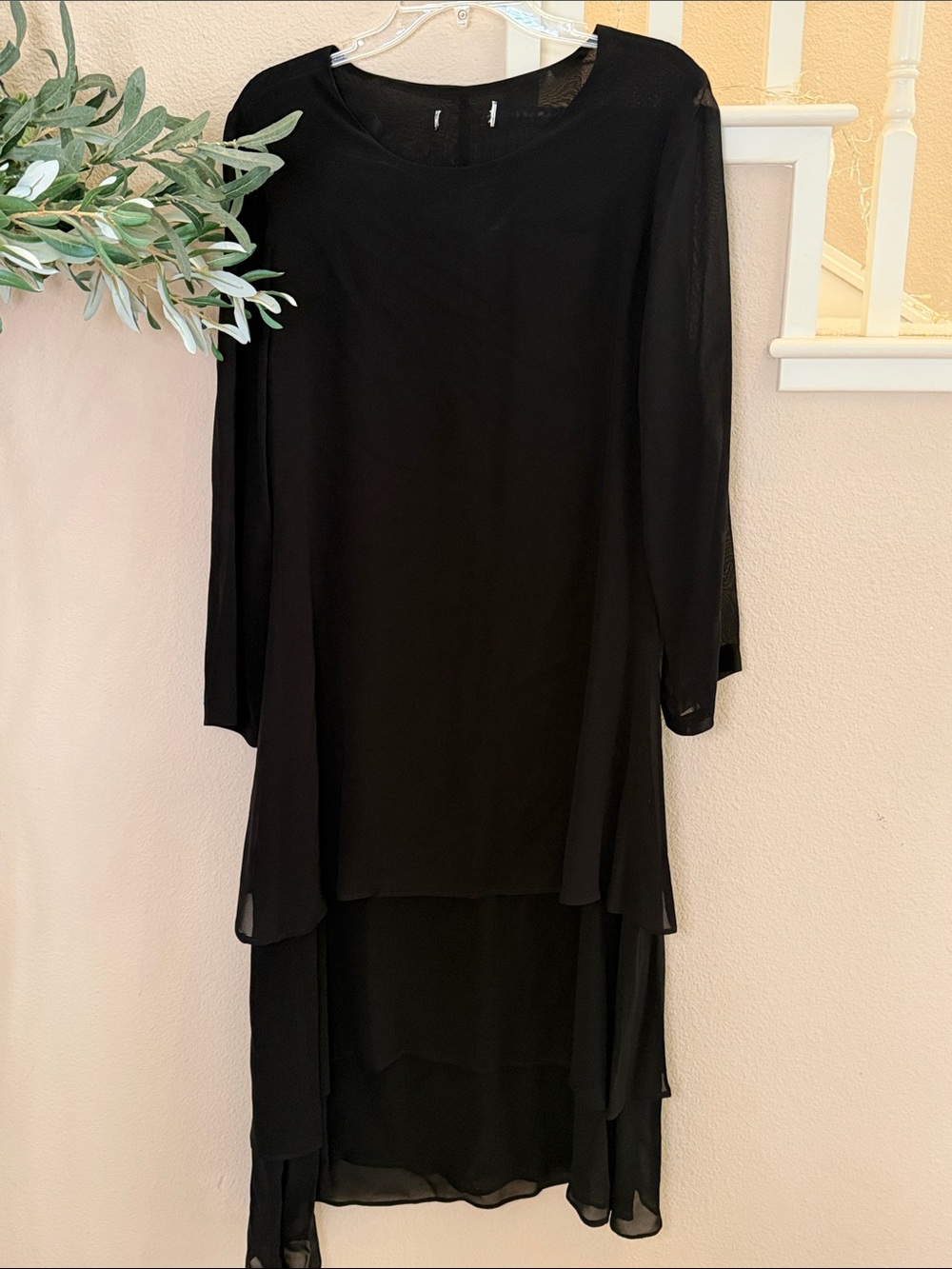 Black Layered Chiffon Maxi Dress